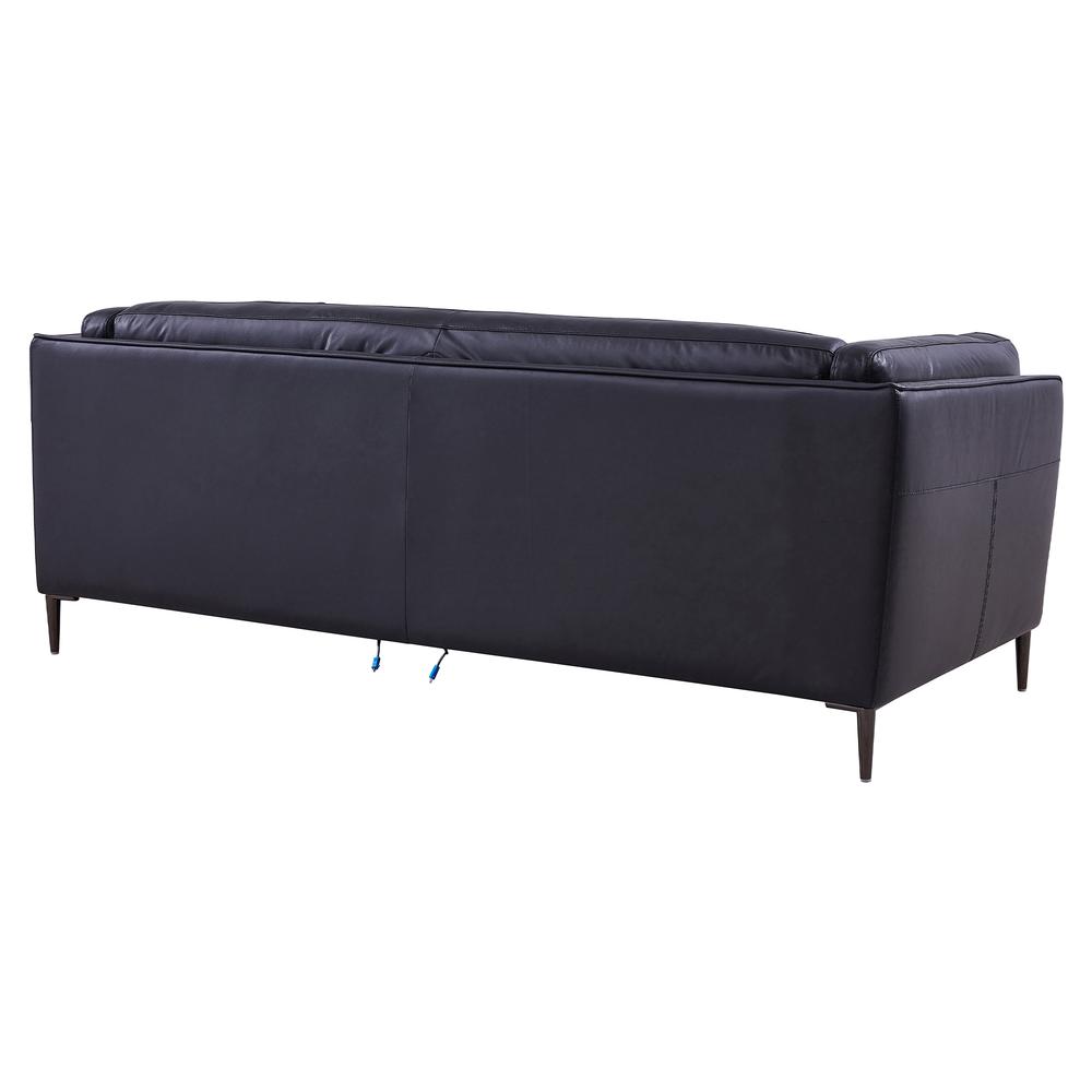 Contemporary Sofa in Dark Metal Finish and Navy Genuine Leather. Picture 4