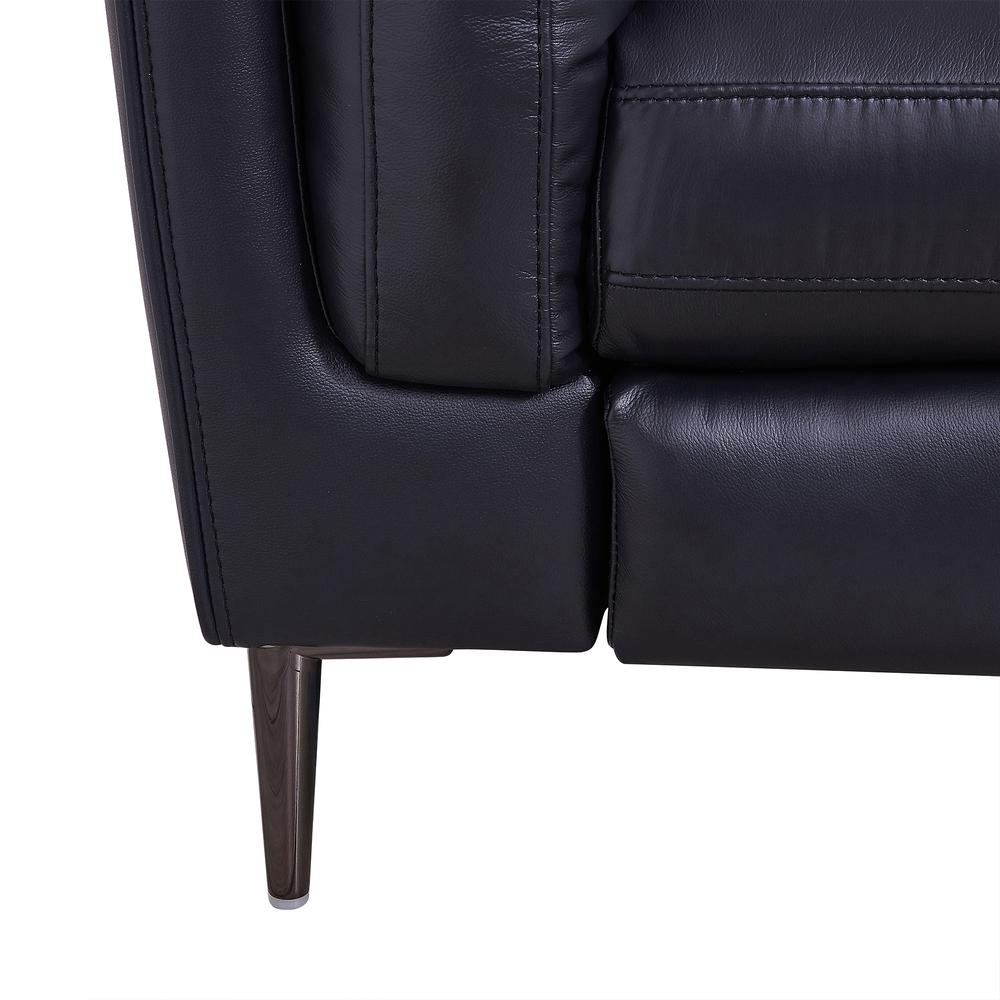 Contemporary Sofa in Dark Metal Finish and Navy Genuine Leather. Picture 6