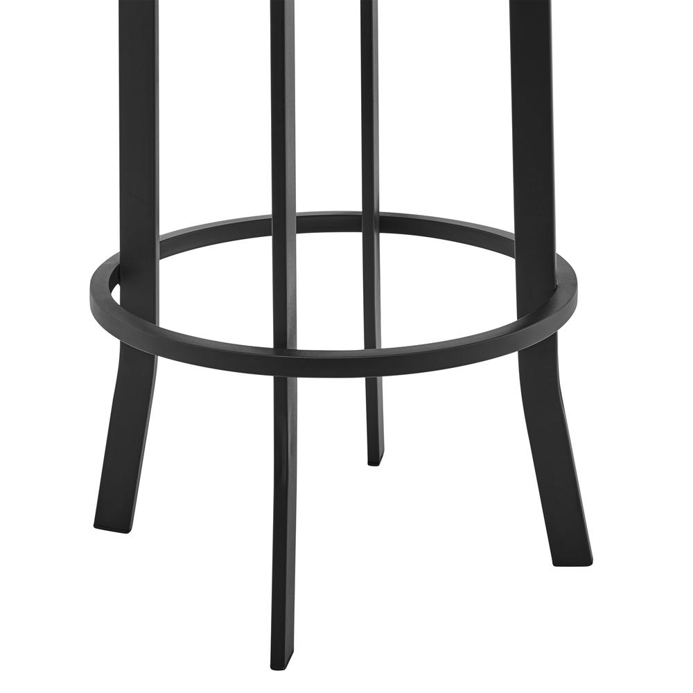 Prinz Swivel Bar and Counter stool in Grey Faux Leather and Matte Black Finish, Black Powder-Coated Frame. Picture 4
