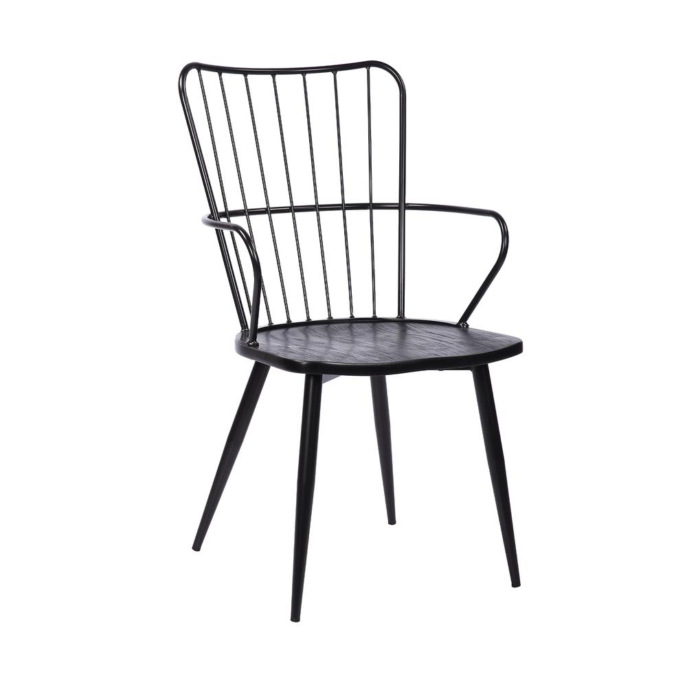 Parisa High Back Steel Framed Side Chair in Black Powder Coated Finish and Black Brushed Wood. Picture 1