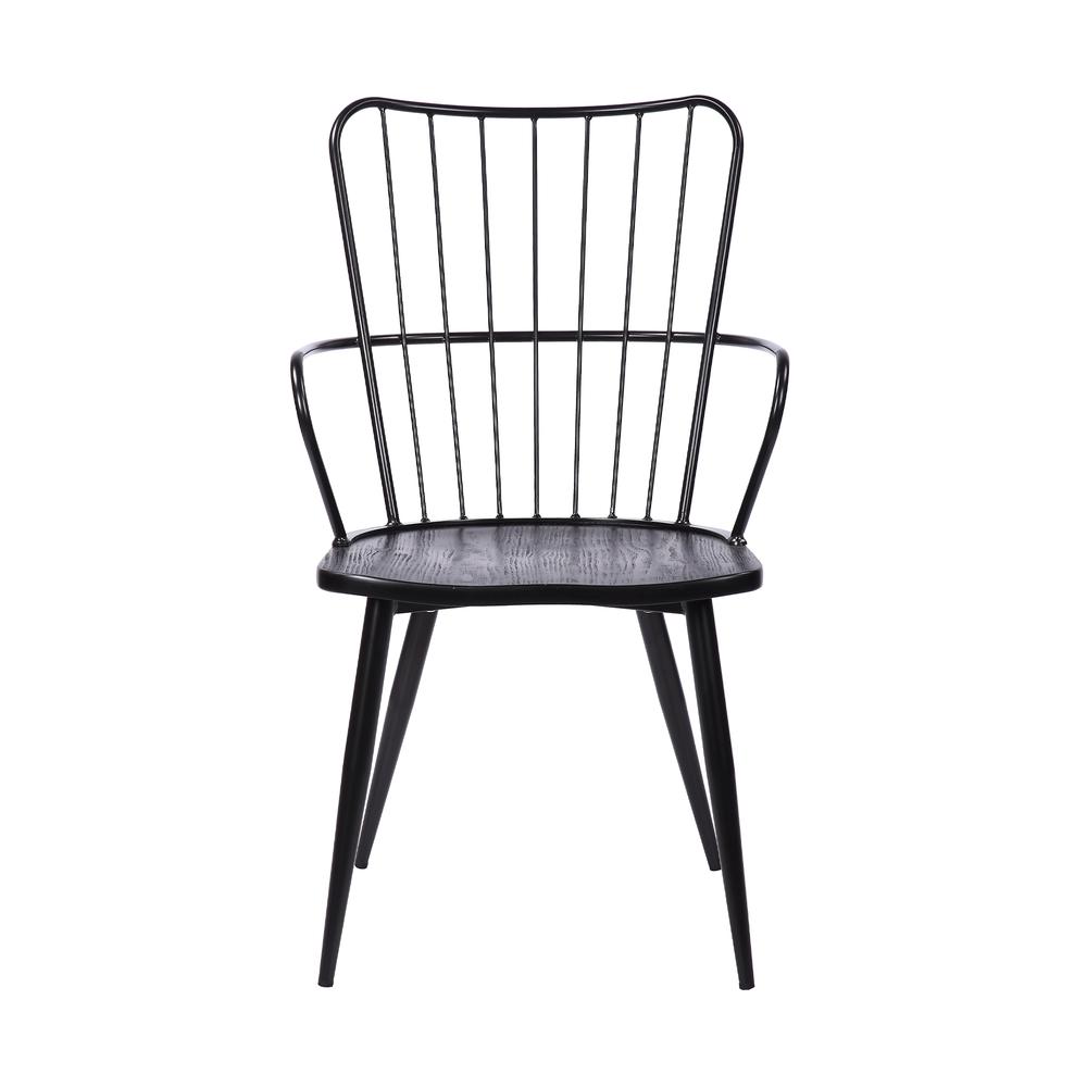 Parisa High Back Steel Framed Side Chair in Black Powder Coated Finish and Black Brushed Wood. Picture 2
