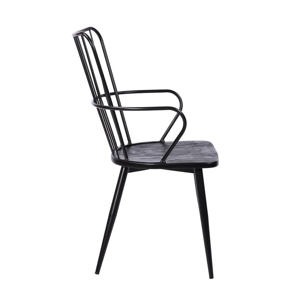 Parisa High Back Steel Framed Side Chair in Black Powder Coated Finish and Black Brushed Wood. Picture 3