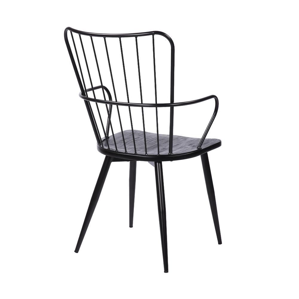 Parisa High Back Steel Framed Side Chair in Black Powder Coated Finish and Black Brushed Wood. Picture 4