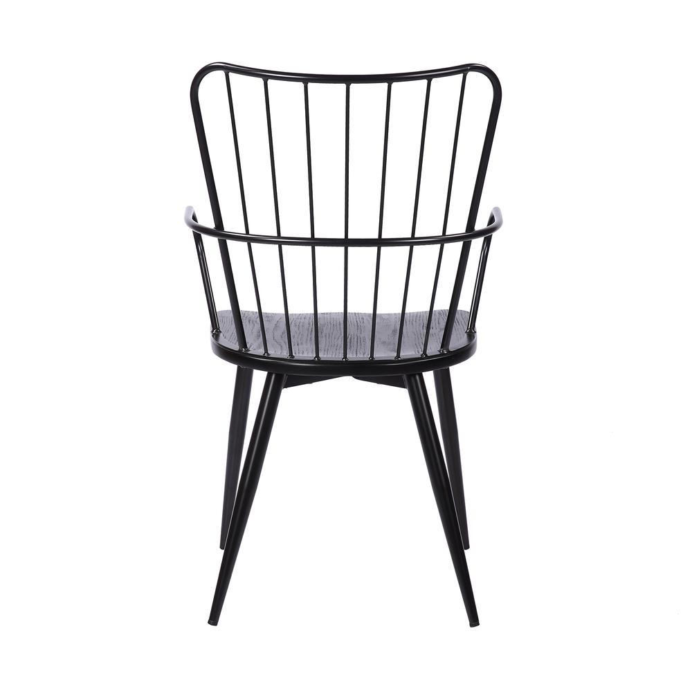 Parisa High Back Steel Framed Side Chair in Black Powder Coated Finish and Black Brushed Wood. Picture 5