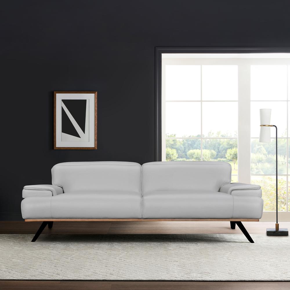 Prato 89" Dove Gray Leather Sofa. Picture 9