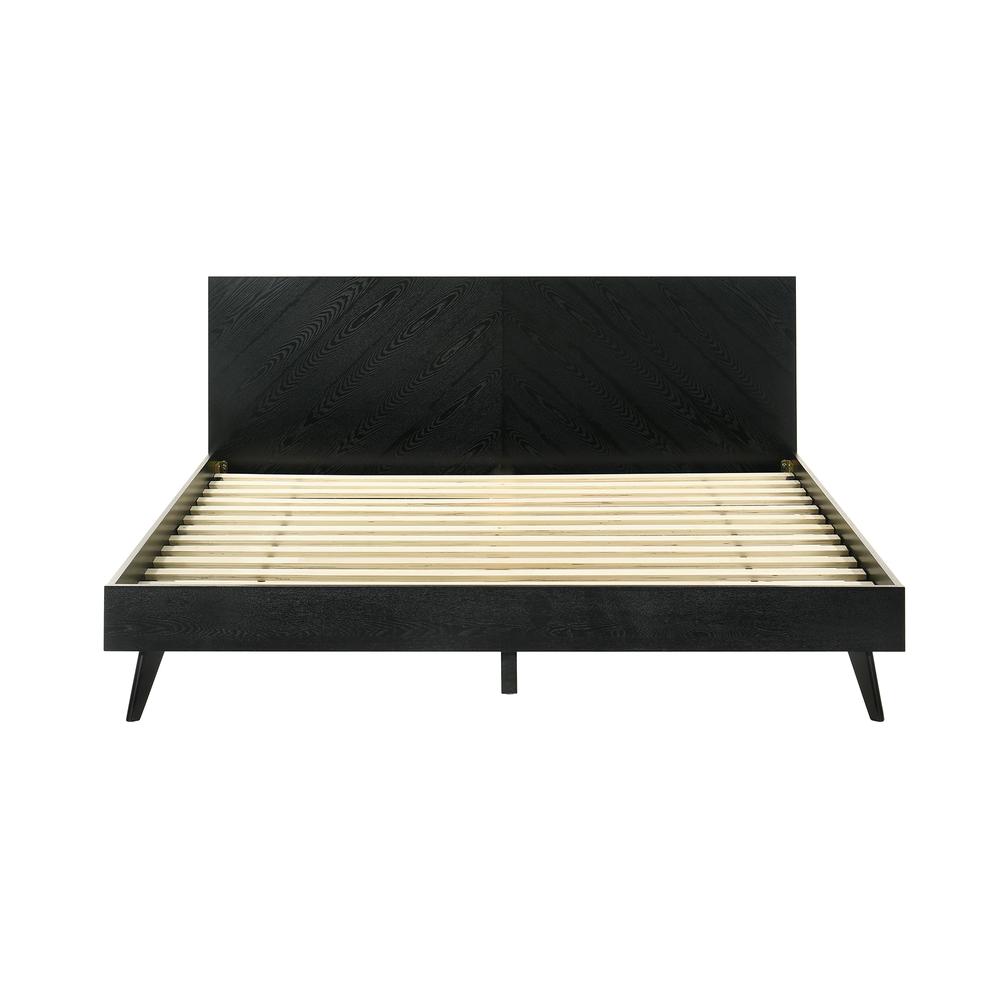 Petra King Platform Wood Bed Frame in Black Finish. Picture 3