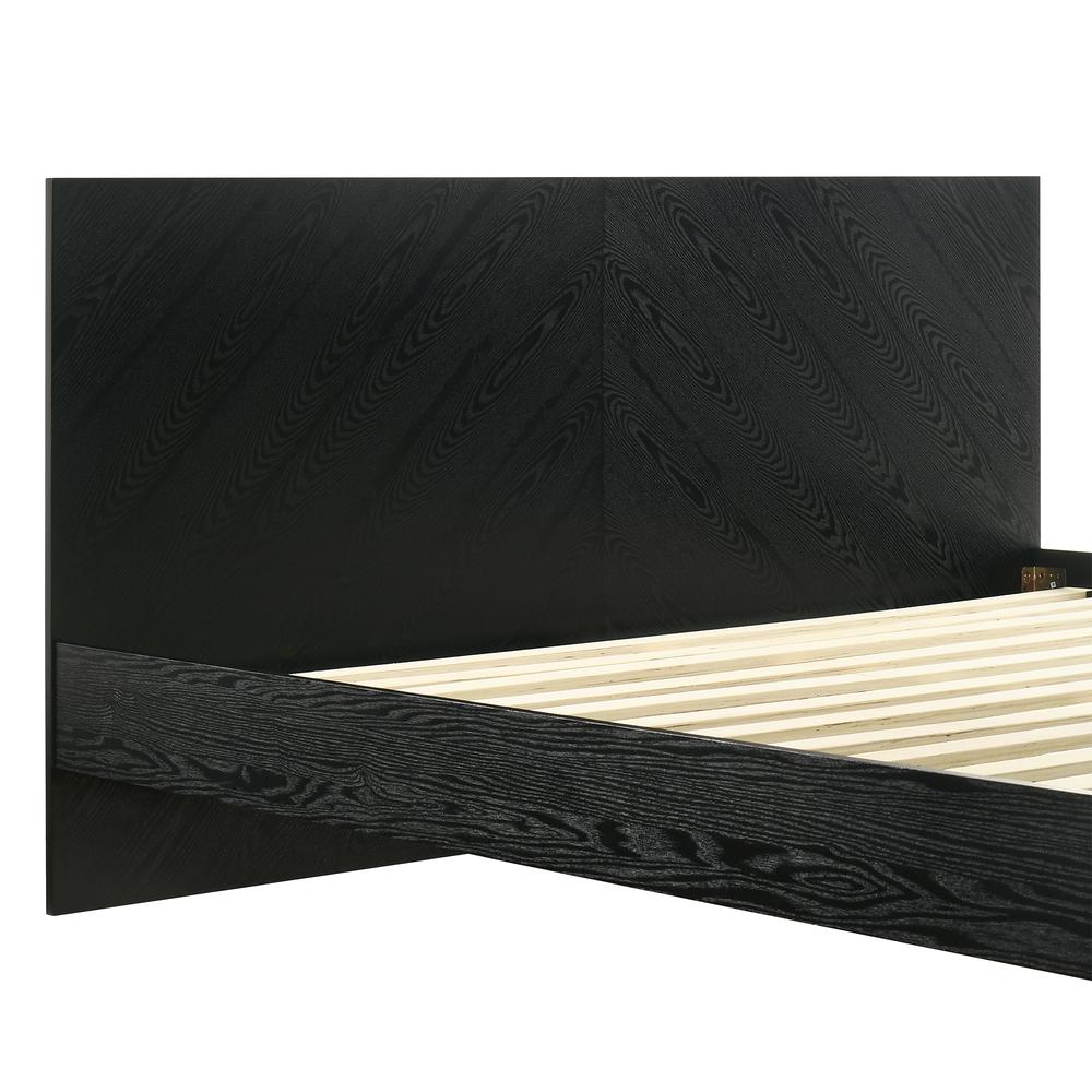 Petra King Platform Wood Bed Frame in Black Finish. Picture 7