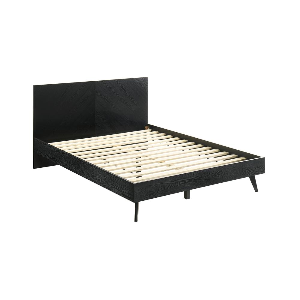 Petra Queen Platform Wood Bed Frame in Black Finish. Picture 2