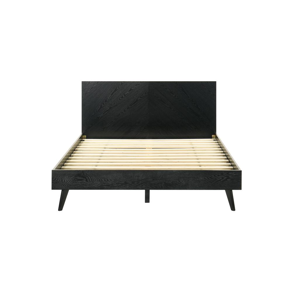 Petra Queen Platform Wood Bed Frame in Black Finish. Picture 3