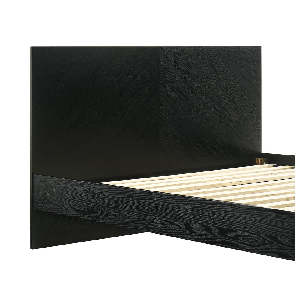 Petra Queen Platform Wood Bed Frame in Black Finish. Picture 7