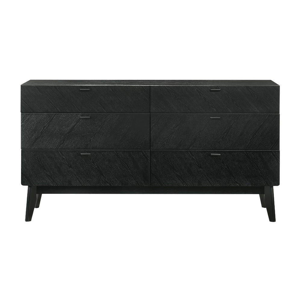 Petra 6 Drawer Wood Dresser in Black Finish. Picture 1