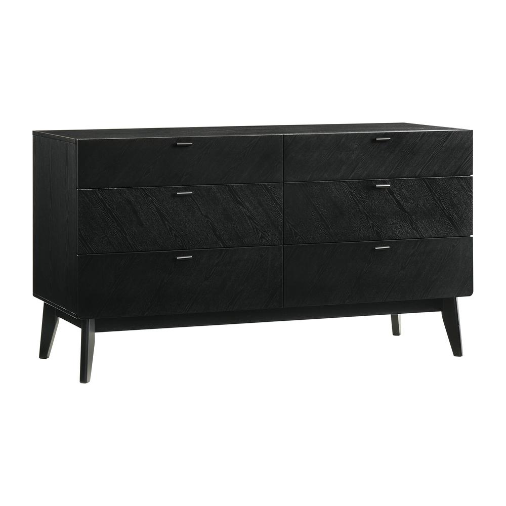 Petra 6 Drawer Wood Dresser in Black Finish. Picture 2