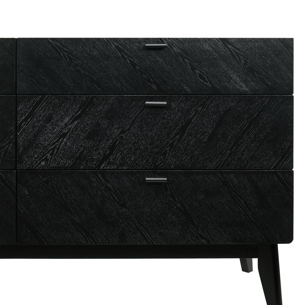 Petra 6 Drawer Wood Dresser in Black Finish. Picture 8