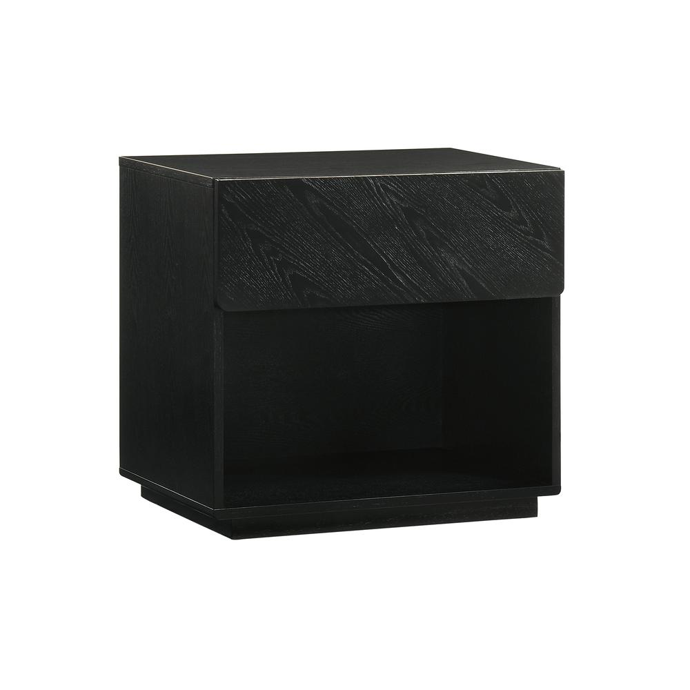 Petra 1 Drawer Wood Nightstand in Black Finish. Picture 2