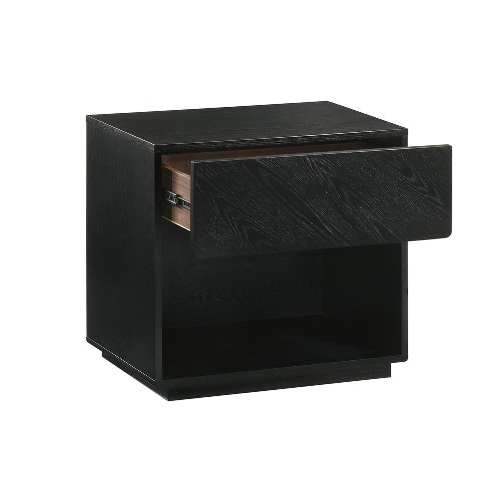 Petra 1 Drawer Wood Nightstand in Black Finish. Picture 3