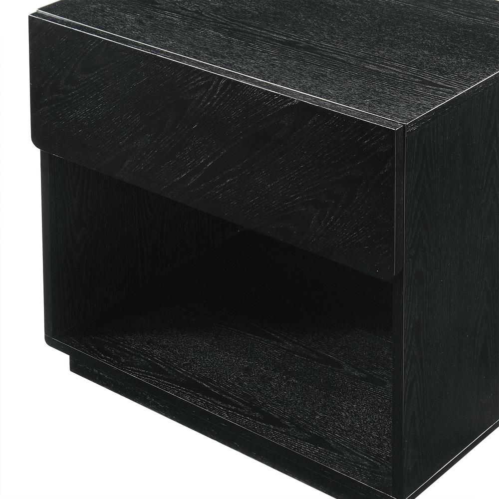 Petra 1 Drawer Wood Nightstand in Black Finish. Picture 8