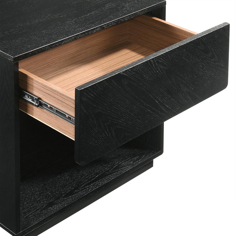 Petra 1 Drawer Wood Nightstand in Black Finish. Picture 9