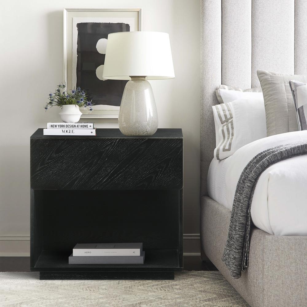Petra 1 Drawer Wood Nightstand in Black Finish. Picture 11