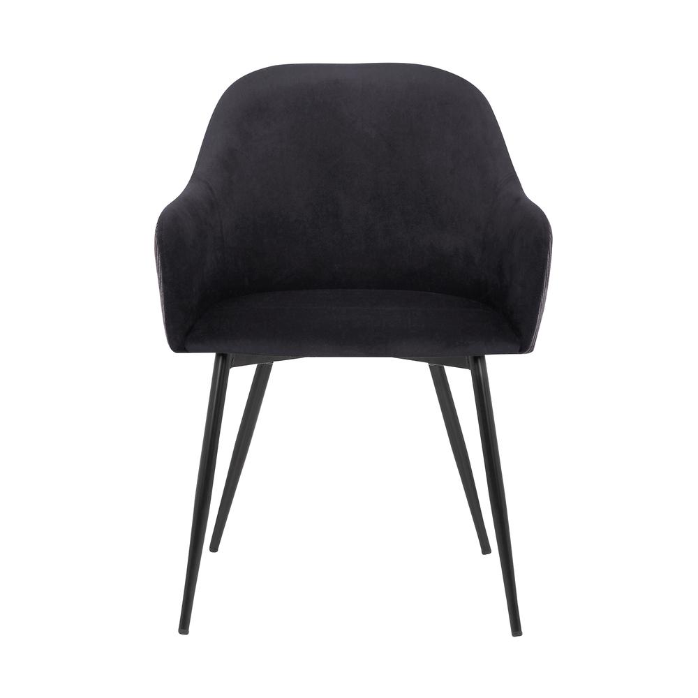 Pixie Black and Dark Grey Fabric Dining Room Chair with Black Metal Legs. Picture 2