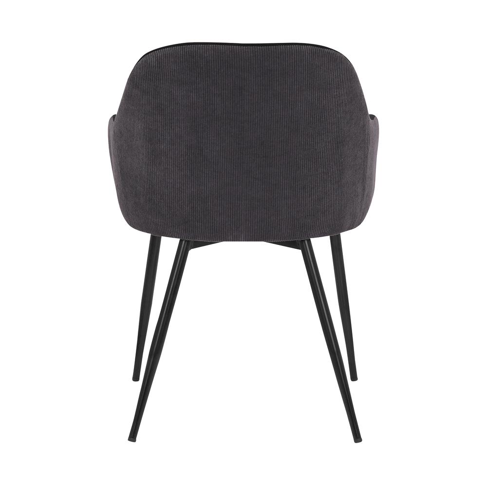 Pixie Black and Dark Grey Fabric Dining Room Chair with Black Metal Legs. Picture 5