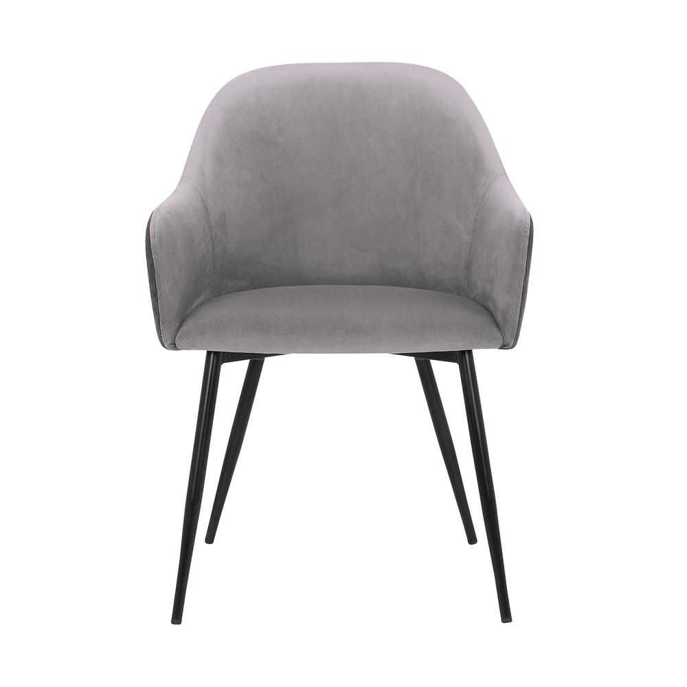 Pixie Dark Grey and Black Fabric Dining Room Chair with Black Metal Legs. Picture 2