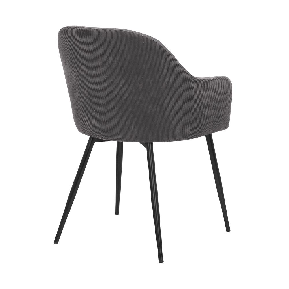 Pixie Dark Grey and Black Fabric Dining Room Chair with Black Metal Legs. Picture 4