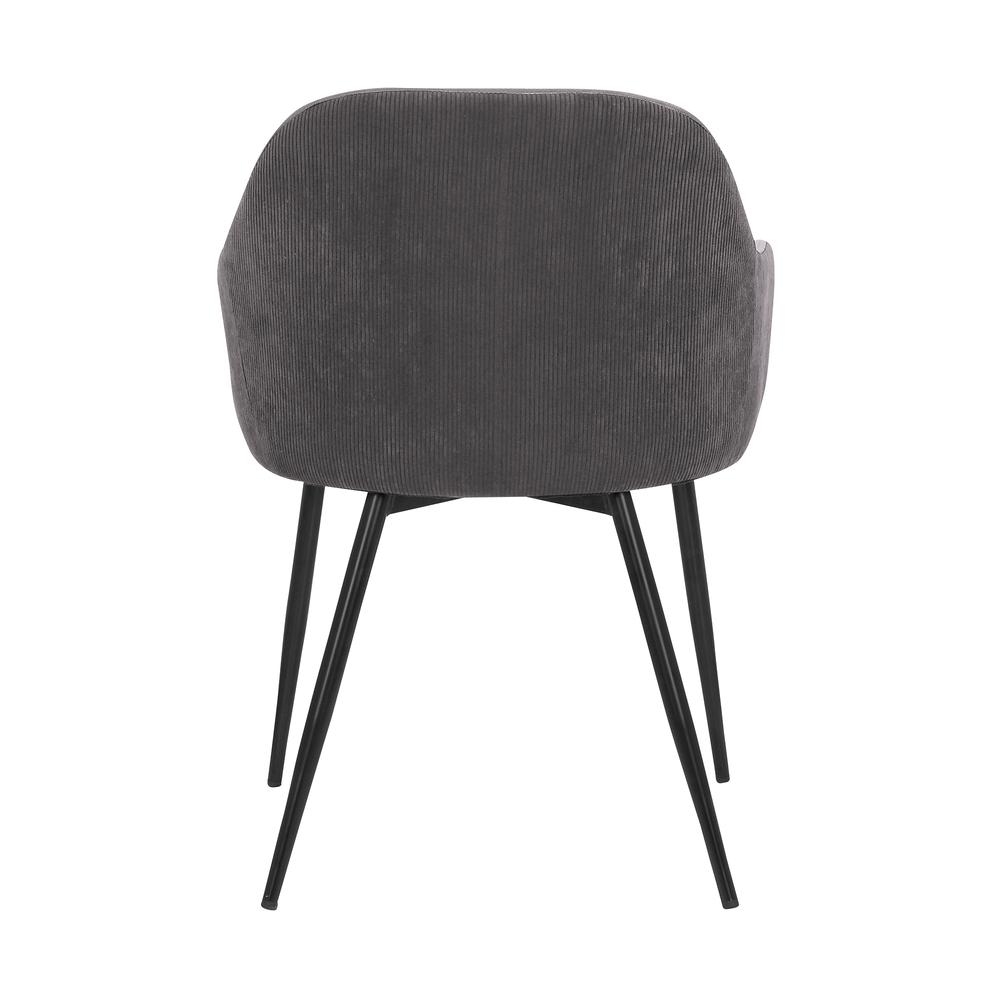 Pixie Dark Grey and Black Fabric Dining Room Chair with Black Metal Legs. Picture 5