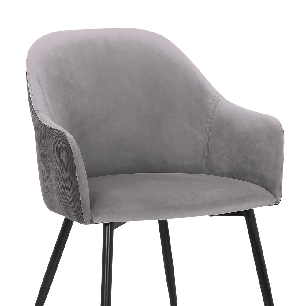Pixie Dark Grey and Black Fabric Dining Room Chair with Black Metal Legs. Picture 6