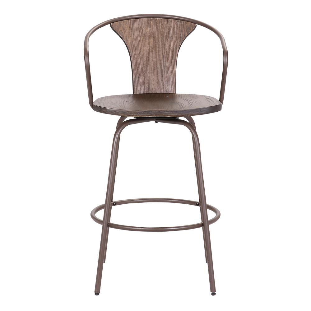 Payton Industrial 30" Swivel Walnut Wood and Metal Bar Stool. Picture 2