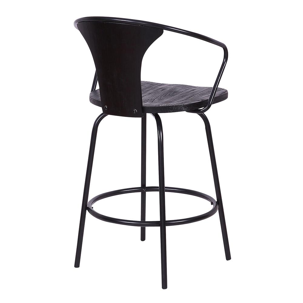 Industrial 26" Swivel Black Wood and Metal Bar Stool. Picture 4