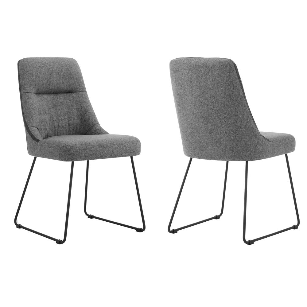Quartz Gray Fabric and Metal Dining Room Chairs - Set of 2. Picture 1