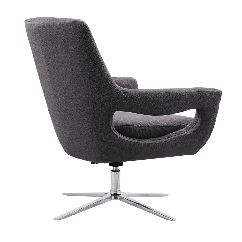 Contemporary Adjustable Swivel Accent Chair in Polished Chrome Finish with Grey Fabric. Picture 1