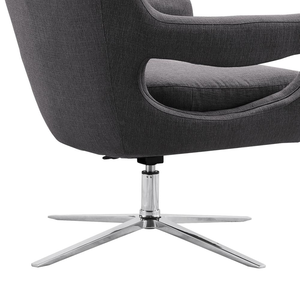Armen Living Quinn Contemporary Adjustable Swivel Accent Chair in Polished Chrome Finish with Grey Fabric. Picture 2