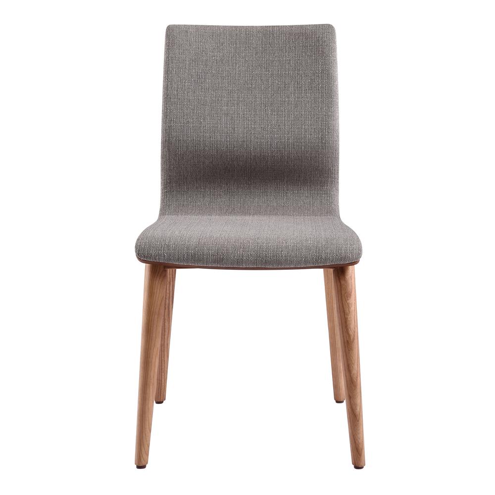 Robin Mid-Century Dining Chair in Walnut Finish and Gray Fabric - Set of 2. Picture 2