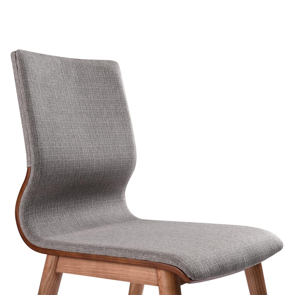 Robin Mid-Century Dining Chair in Walnut Finish and Gray Fabric - Set of 2. Picture 5