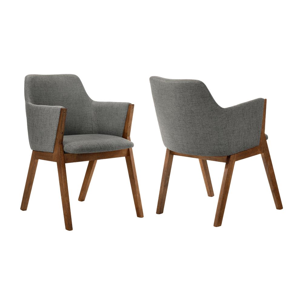 Renzo Charcoal Fabric and Walnut Wood Dining Side Chairs - Set of 2. Picture 1