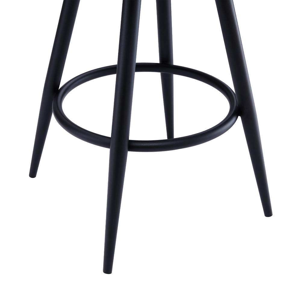 Contemporary 26" Counter Height Barstool in Black Powder Coated Finish, Grey Faux Leather. Picture 7