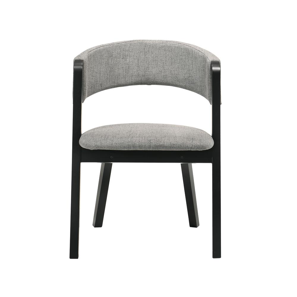 Rowan Mid-Century Modern Accent Dining Chair in Black Finish and Grey Fabric - Set of 2. Picture 3
