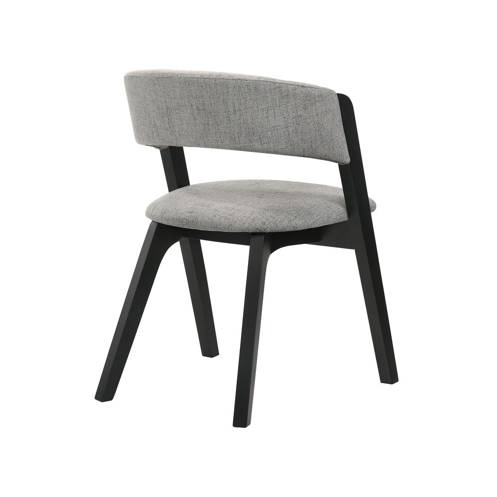 Rowan Mid-Century Modern Accent Dining Chair in Black Finish and Grey Fabric - Set of 2. Picture 4
