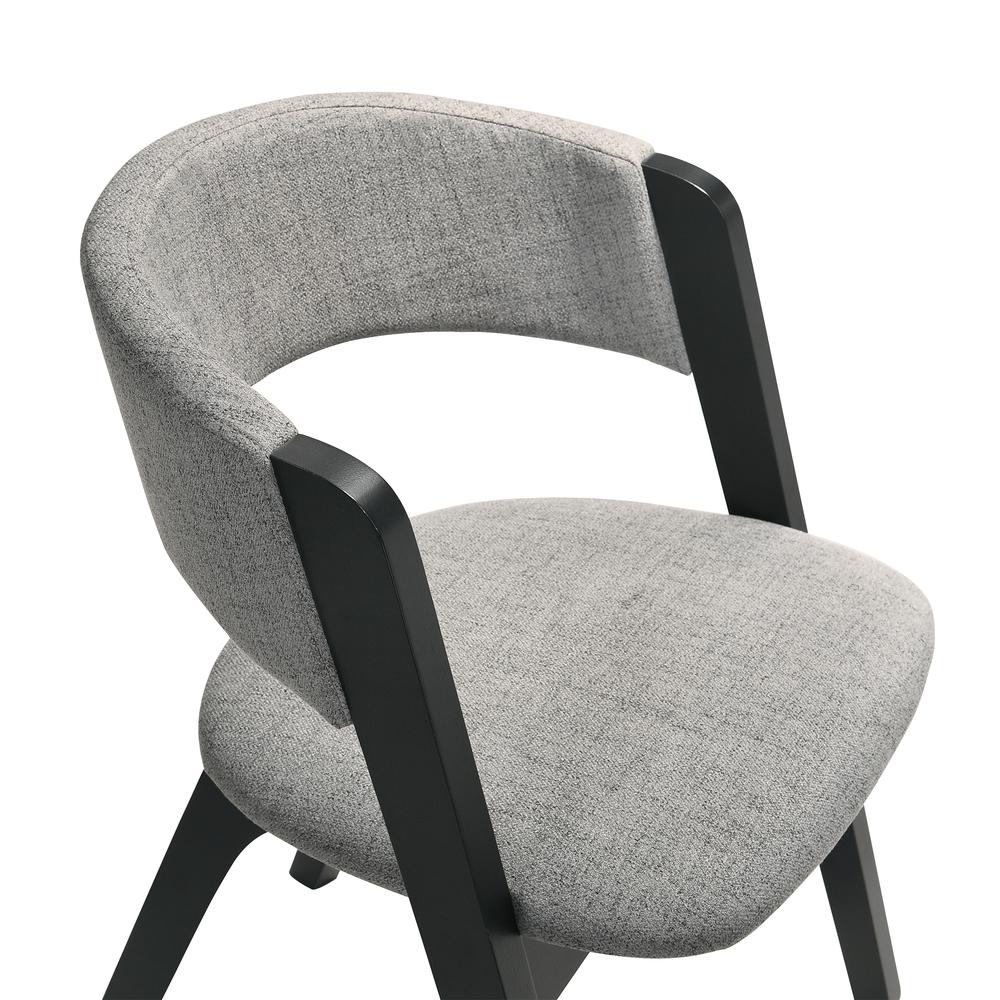 Rowan Mid-Century Modern Accent Dining Chair in Black Finish and Grey Fabric - Set of 2. Picture 5