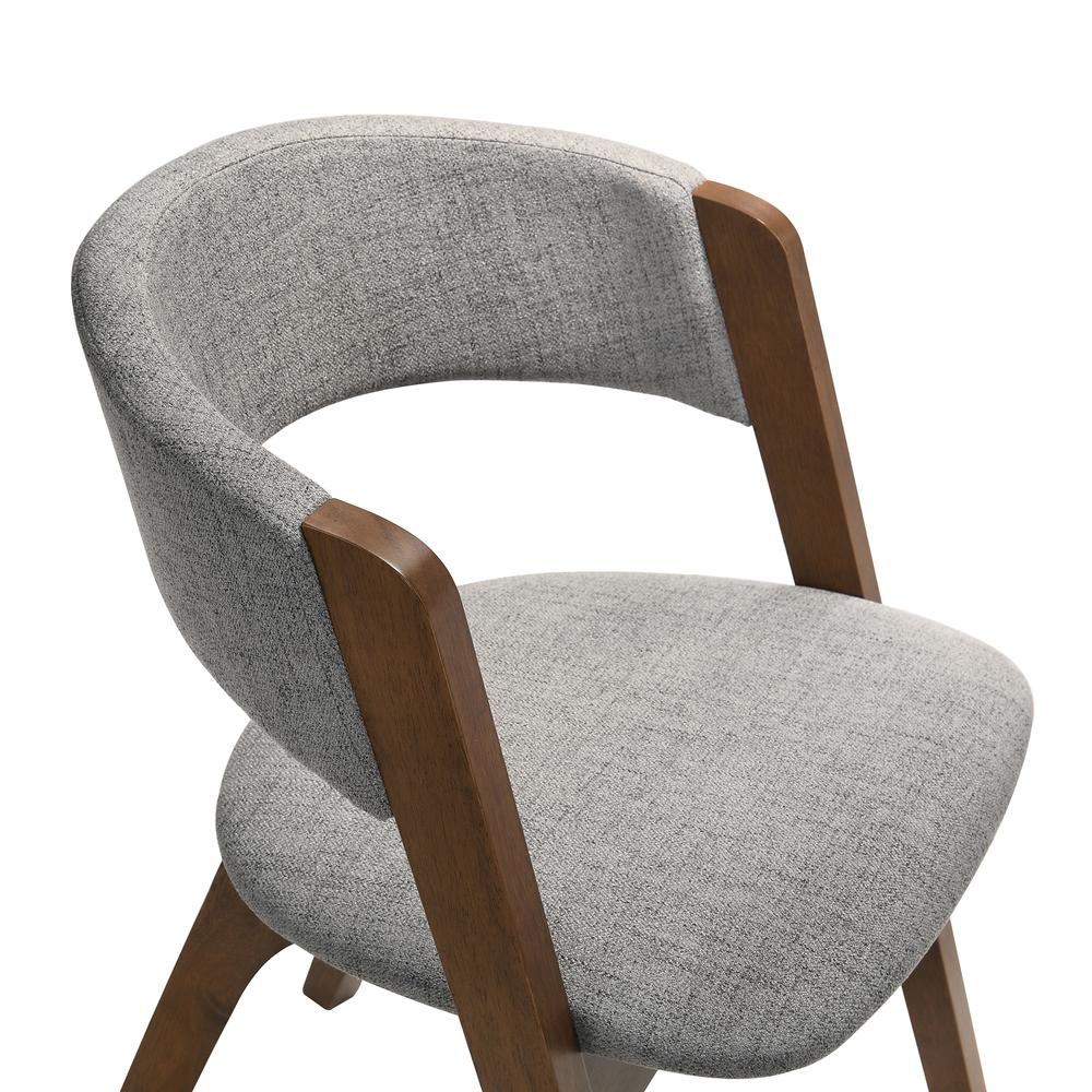 Rowan Mid-Century Modern Accent Dining Chair in Walnut Finish and Grey Fabric- Set of 2. Picture 5