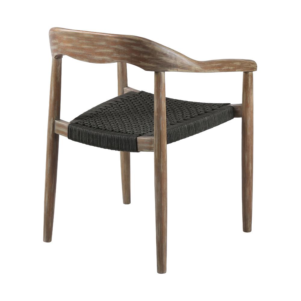 Santo Indoor Outdoor Stackable Dining Chair in Eucalyptus Wood with Charcoal Rope - Set of 2. Picture 2