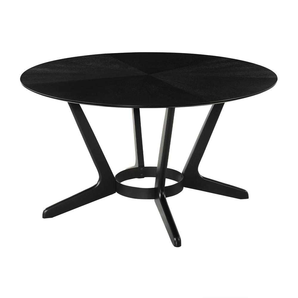 Santana Round Wood Dining Table in Black Finish. Picture 1