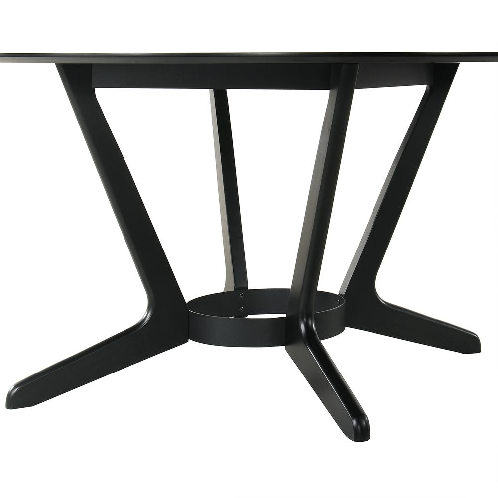 Santana Round Wood Dining Table in Black Finish. Picture 4