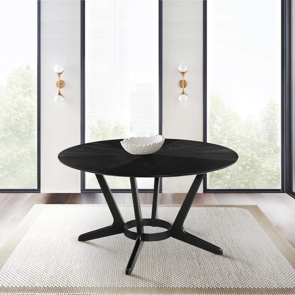 Santana Round Wood Dining Table in Black Finish. Picture 6