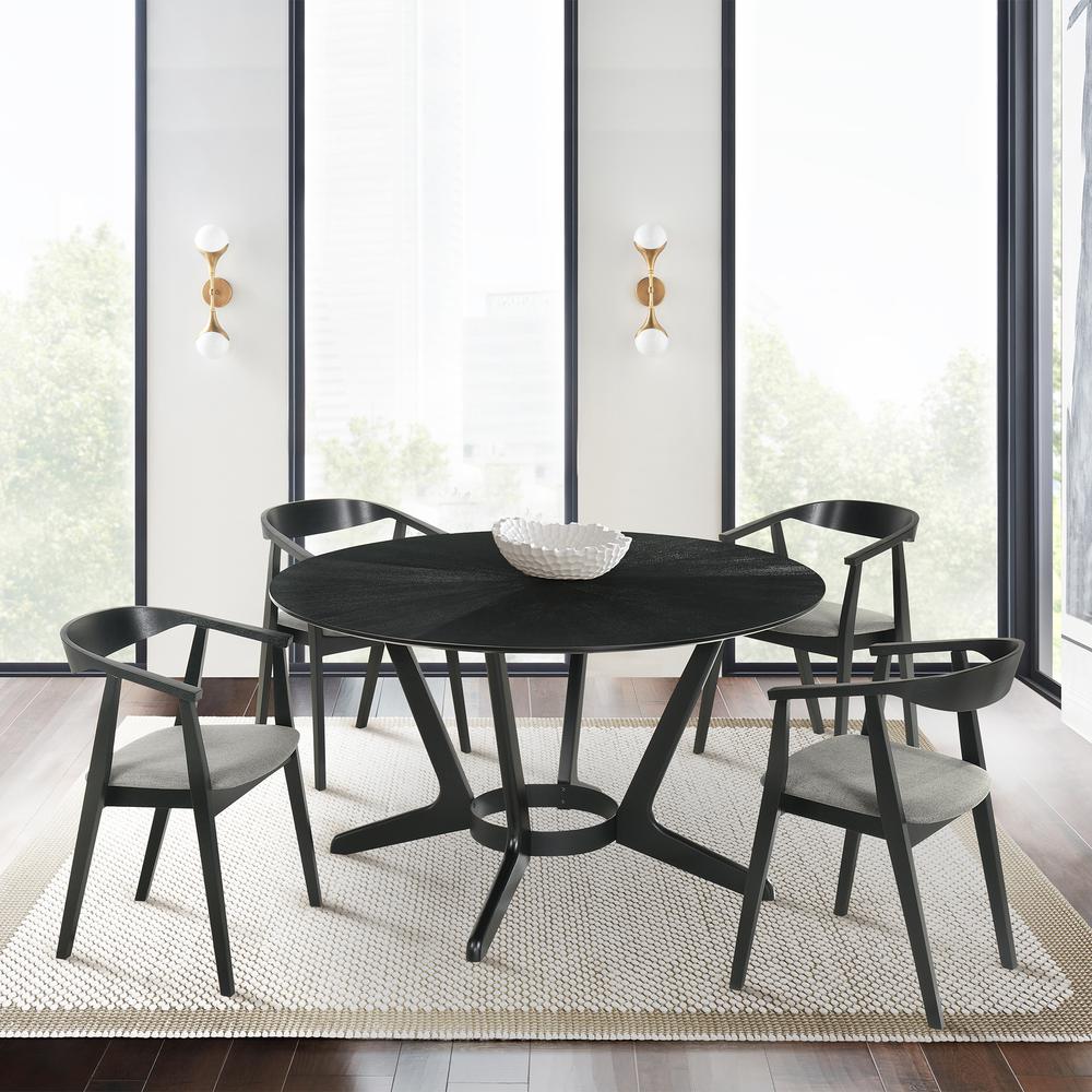 Santana Round Wood Dining Table in Black Finish. Picture 7