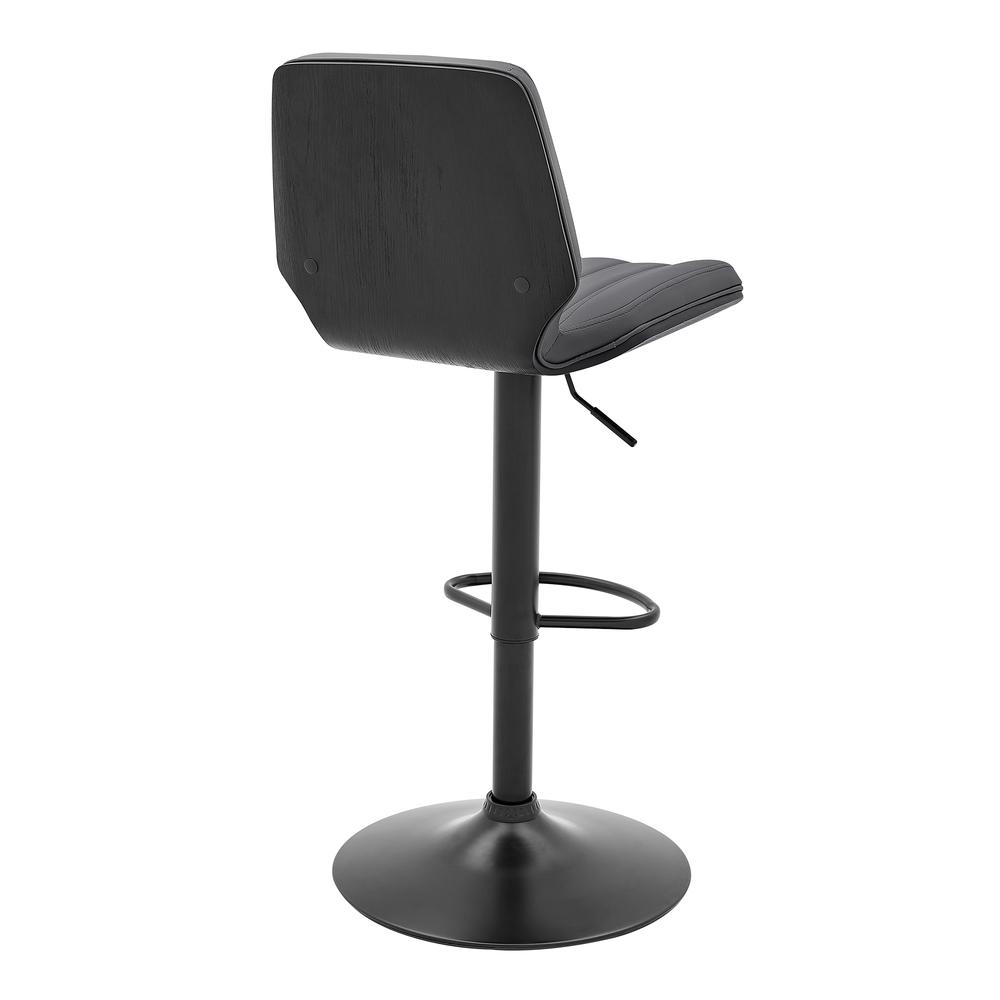 Sabine Adjustable Swivel Gray Faux Leather and Black Metal Bar Stool. Picture 4
