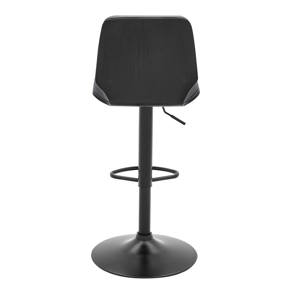 Sabine Adjustable Swivel Gray Faux Leather and Black Metal Bar Stool. Picture 5