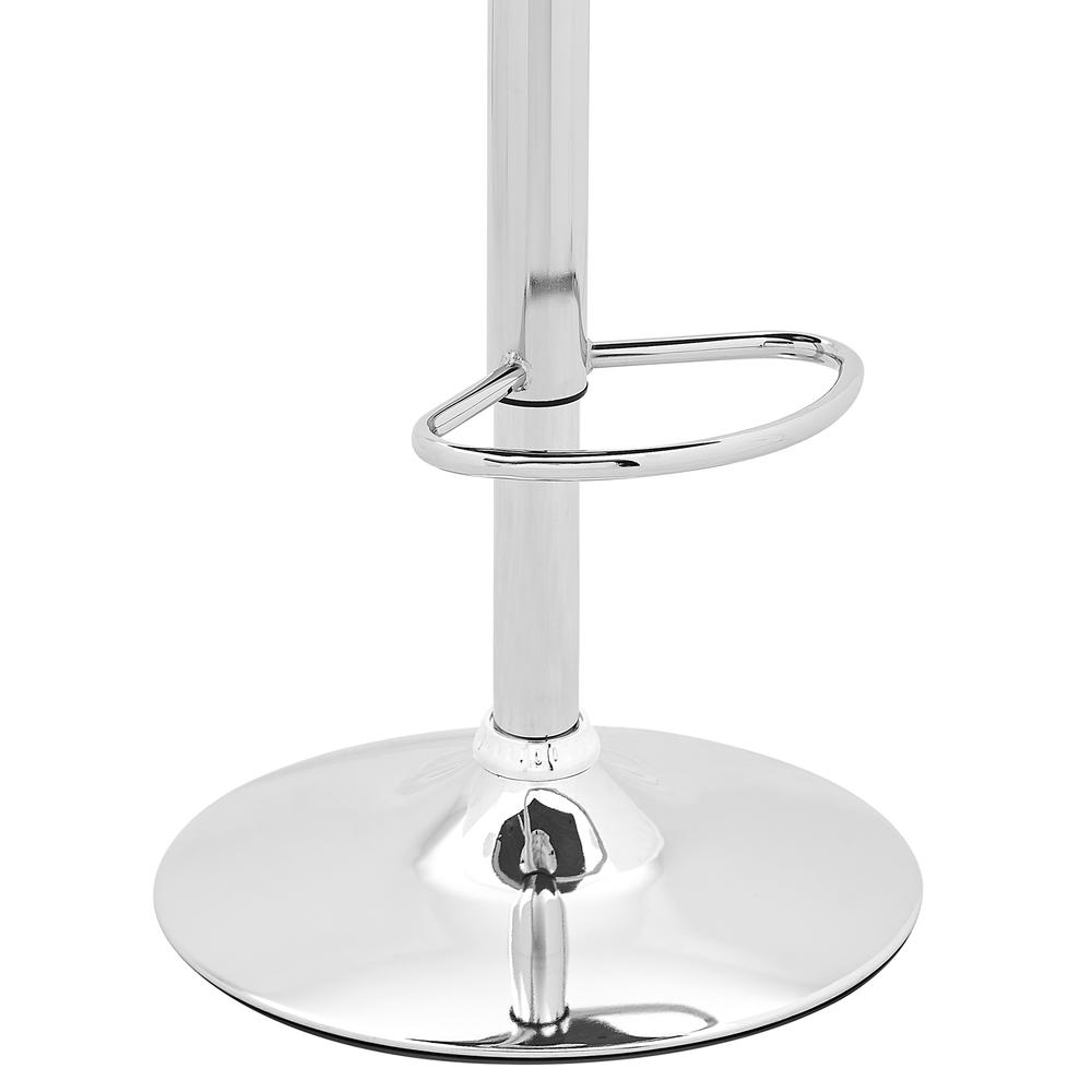 Sabine Adjustable Swivel Cream Faux Leather with Walnut Back and Chrome Bar Stool. Picture 6