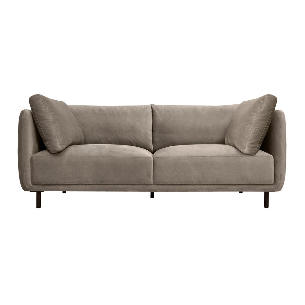 Serenity 79" Fossil Gray Velvet Sofa with Black Metal Legs. Picture 1